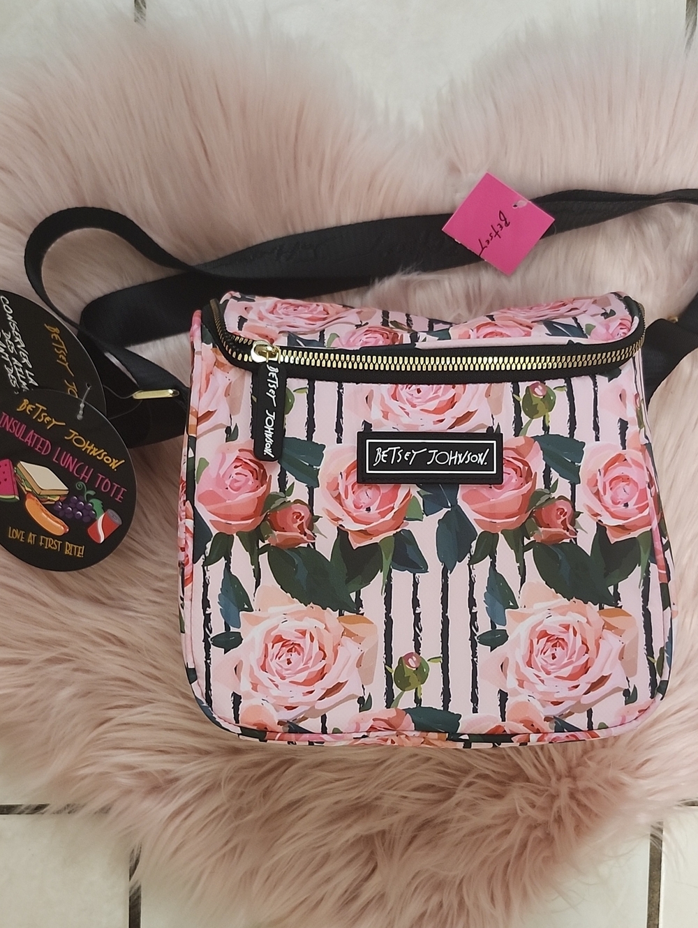 Brand New BETSEY JOHNSON CUBE FLORAL INSULATED Lunch Tote
